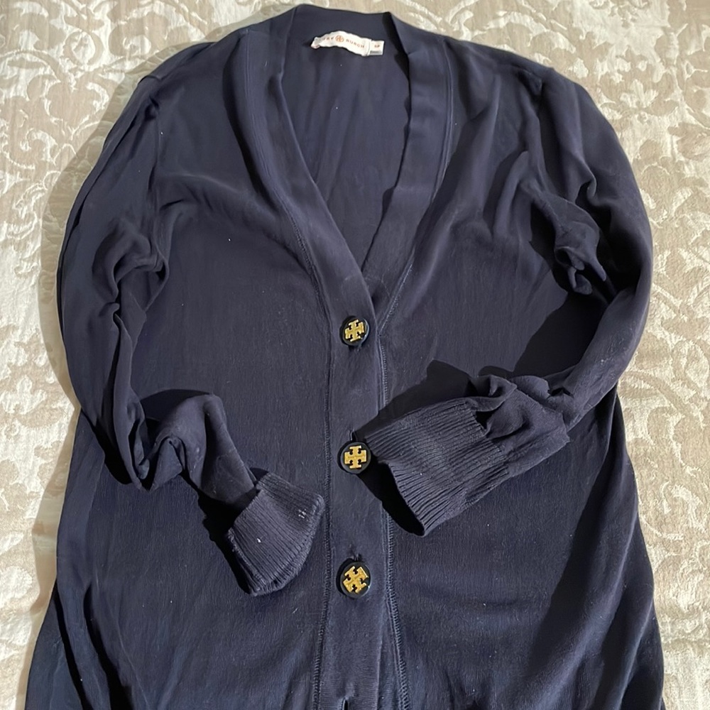 Tory Burch navy cardigan sweater